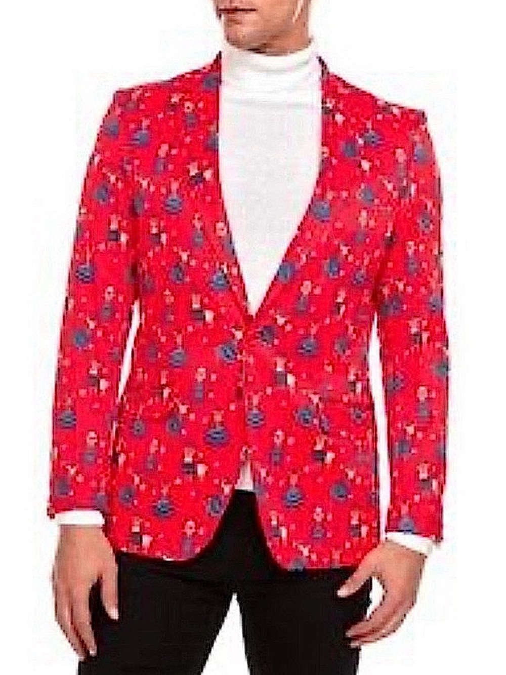 Suslo Couture Reindeer Holiday Blazer Slim Fit Sz 44